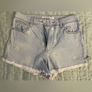 Wild Fable Blue Distressed Jean Shorts Raw Hem
